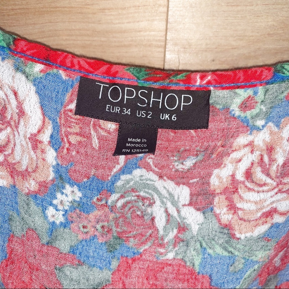 Topshop | Floral Cold Shoulder Wrap Top - Picture 4 of 7